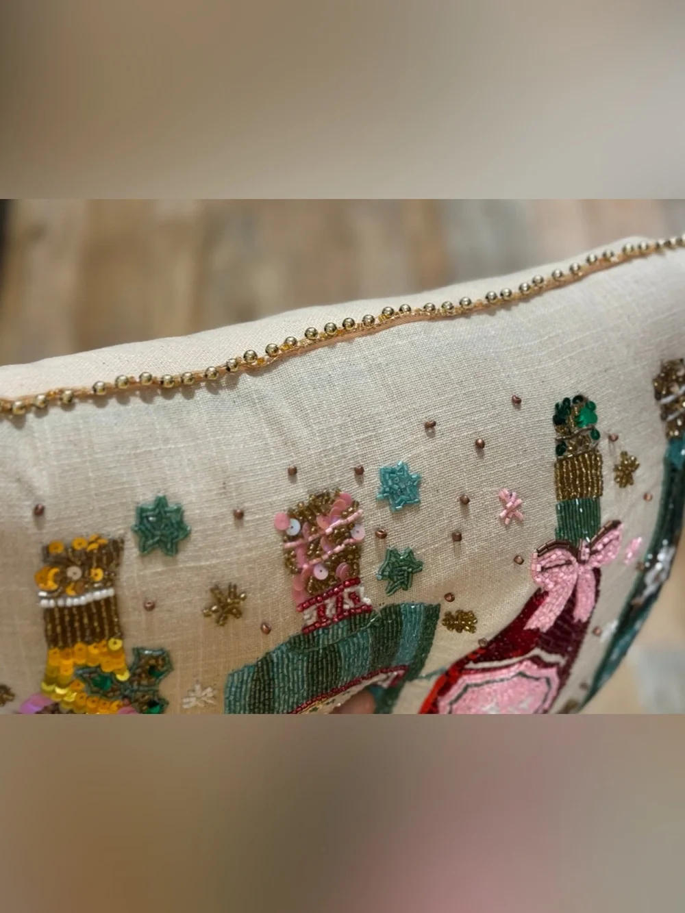 Cynthia Rowley Holiday Bottle Sequin Embroidered Decorative Pillow - Green & Red